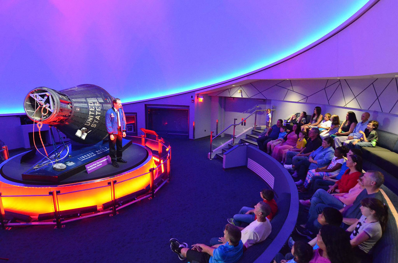 The Mercury capsule Liberty Bell 7 on display as a part of Beyond Spaceship Earth at The Children&#039;s Museum of Indianapolis.