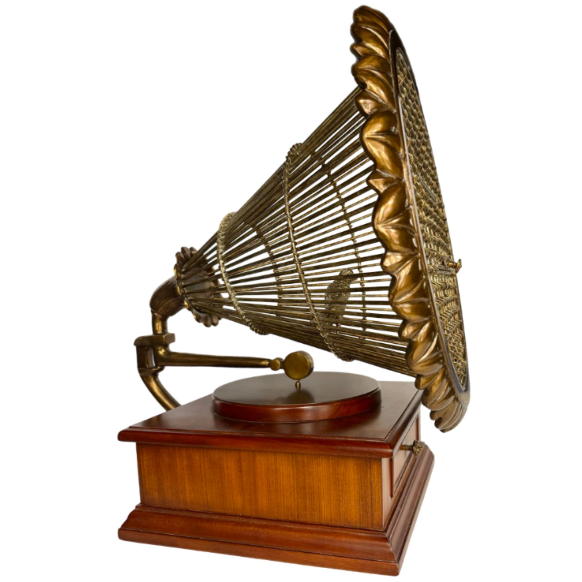 Vintage Maitland Smith Brass &amp;amp; Wood Gramophone Birdcage Decorative Box