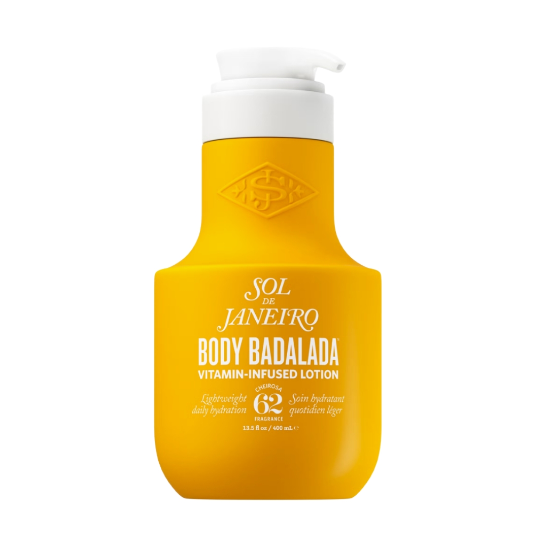A product shot of the Sol de Janeiro Body Badalada Vitamin Infused Body Lotion, on a white background