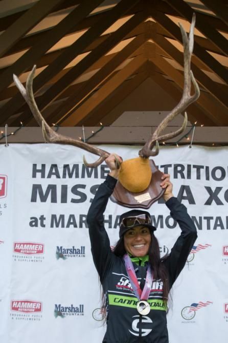 Pua Mata (Cannondale-ShoAir) pulled away from Chloe Woodruff (Crankbrothers) on the second lap of five to take the win in the women's pro cross-country race