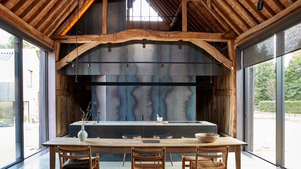 double height kitchen diner in barn conversion