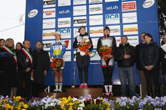 Emma Johansson (Orica - AIS), Elisa Longo Borghini (Hitec Products), Ellen van Dijk (Specialized - lululemon)