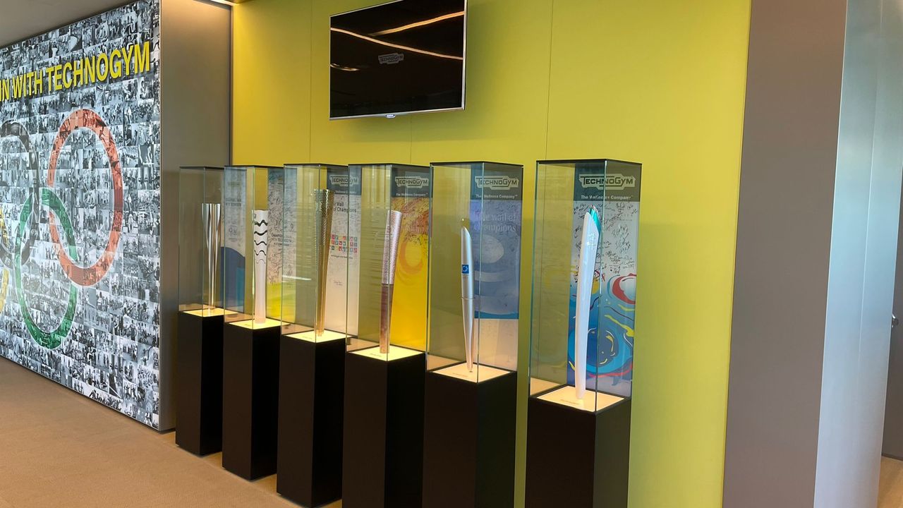 Olympic torches at the Technogym village