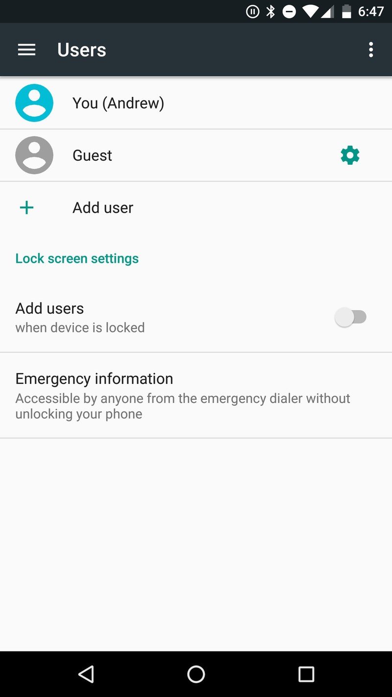 Android N Developer Preview settings menu