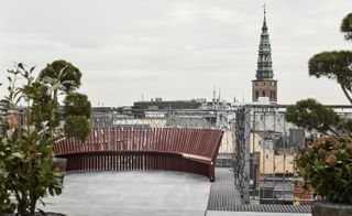 The rooftop showroom gives expansive views of the Copenhagen skyline