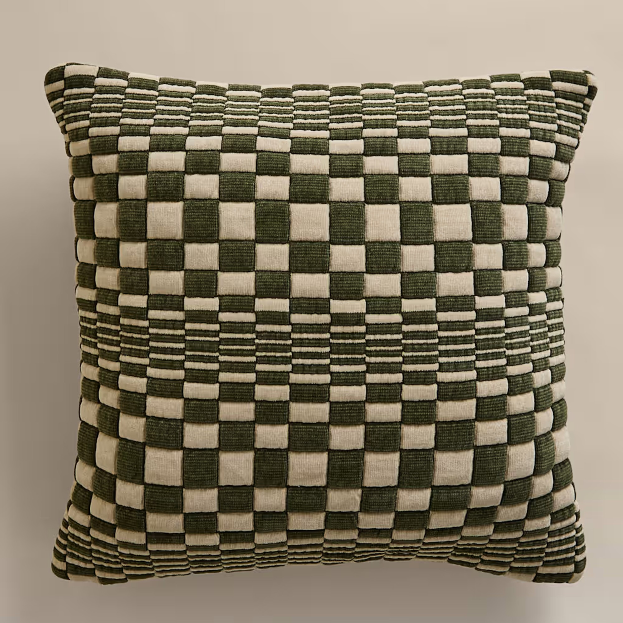 M&amp;amp;S Chenille Checked Quilted Cushion