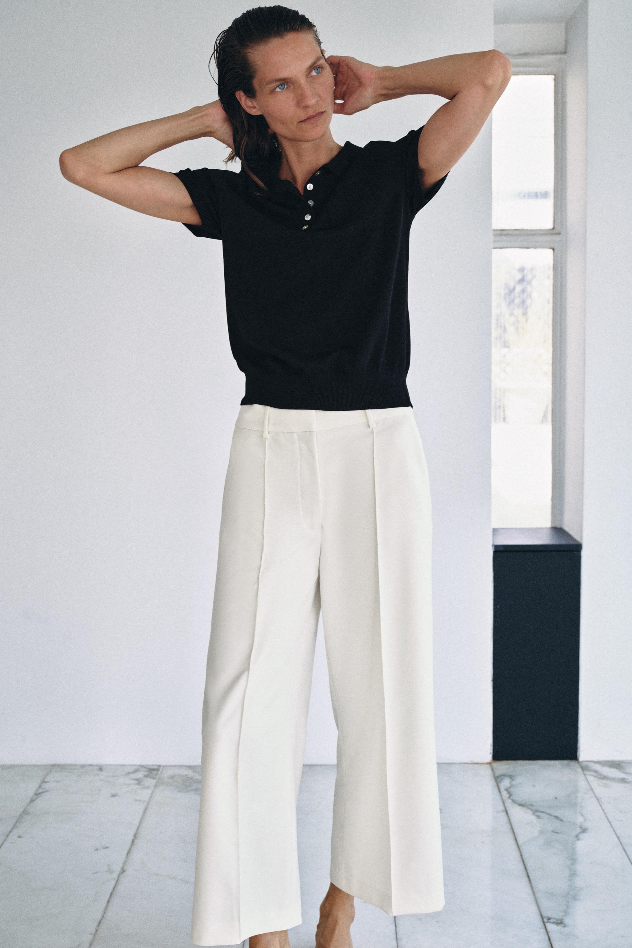 Zw Collection Cropped Trousers - Ecru - Xs
