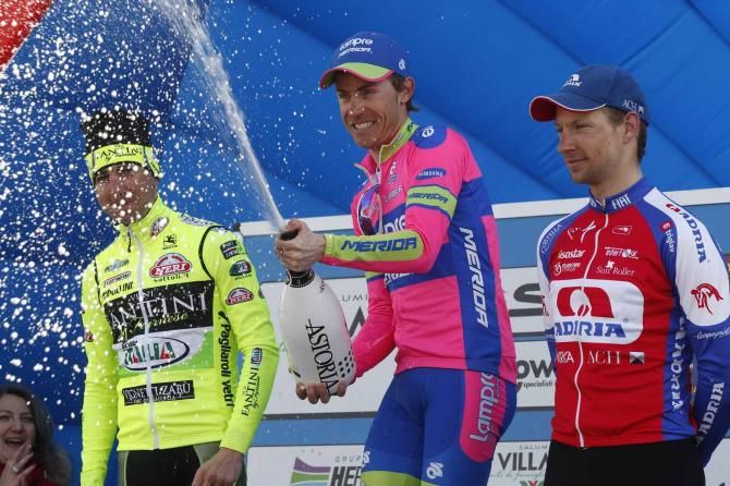 Damiano Cunego (Lampre Merida) in celebratory mode.