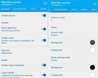 Wear Mini Launcher phone options