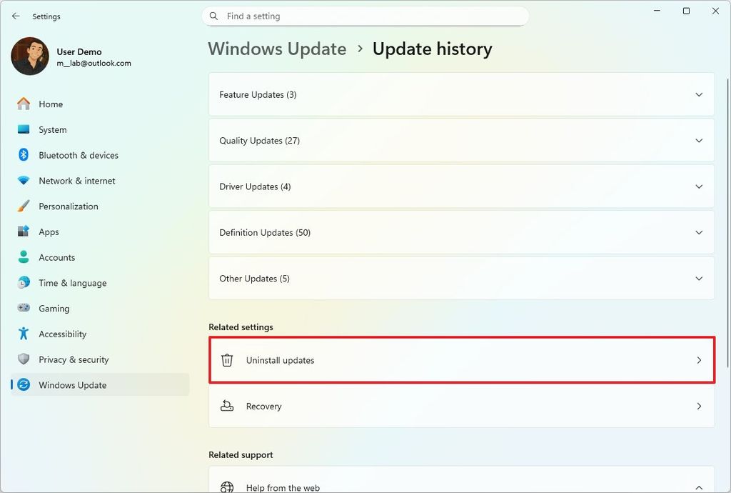 Windows 11 uninstall updates