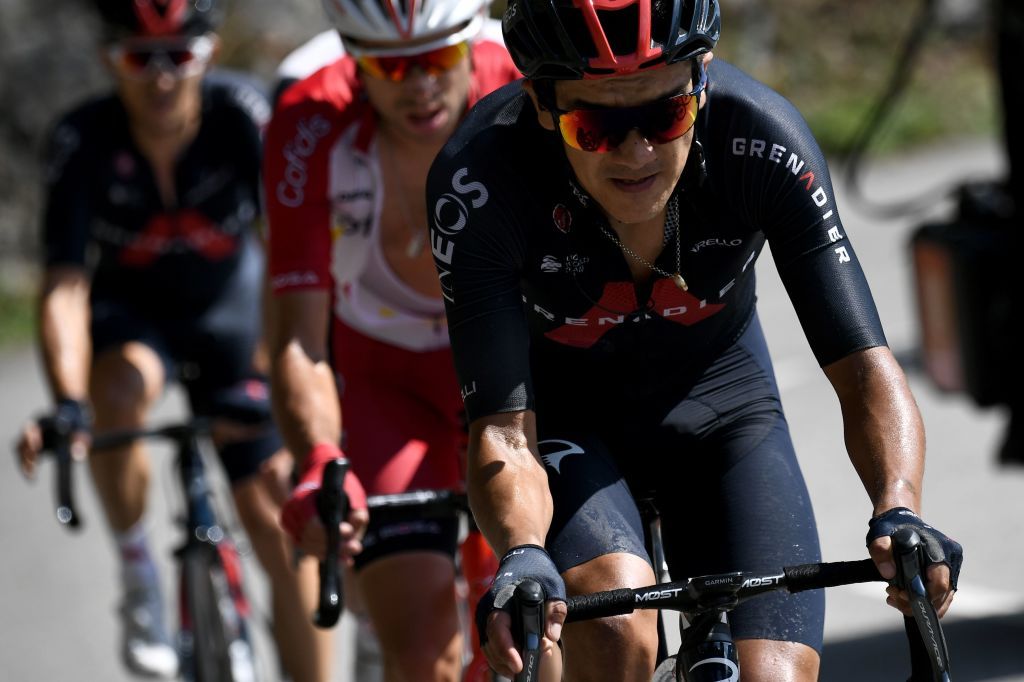 Team Ineos rider Ecuadors Richard Carapaz ahead during the 18th stage of the 107th edition of the Tour de France cycling race 168 km between Meribel and La Roche sur Foron on September 17 2020 Photo by Marco Bertorello AFP Photo by MARCO BERTORELLOAFP via Getty Images