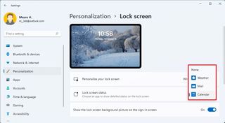 Lock screen status options