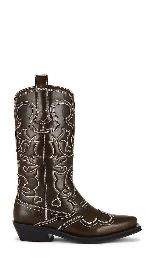 Mid Shaft Embroidered Western Boot