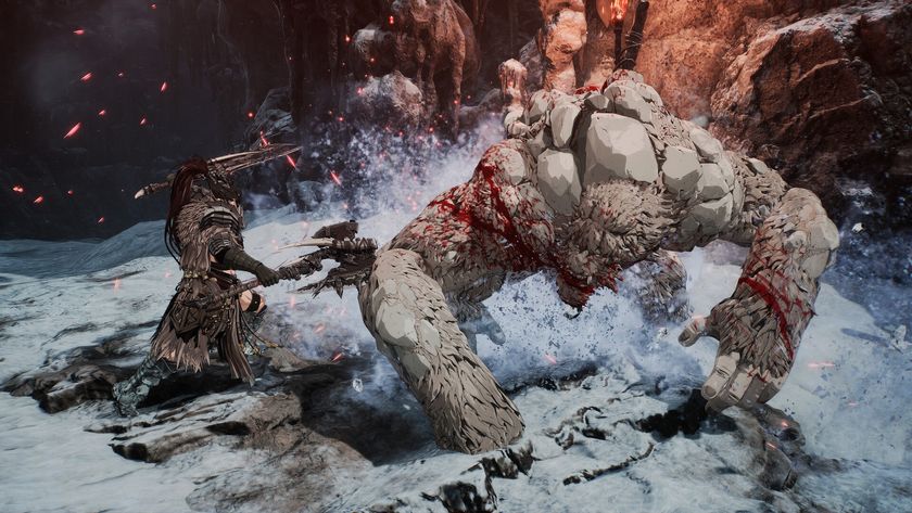 The First Berserker: Khazan screenshot showing the protagonist fighting a yeti 