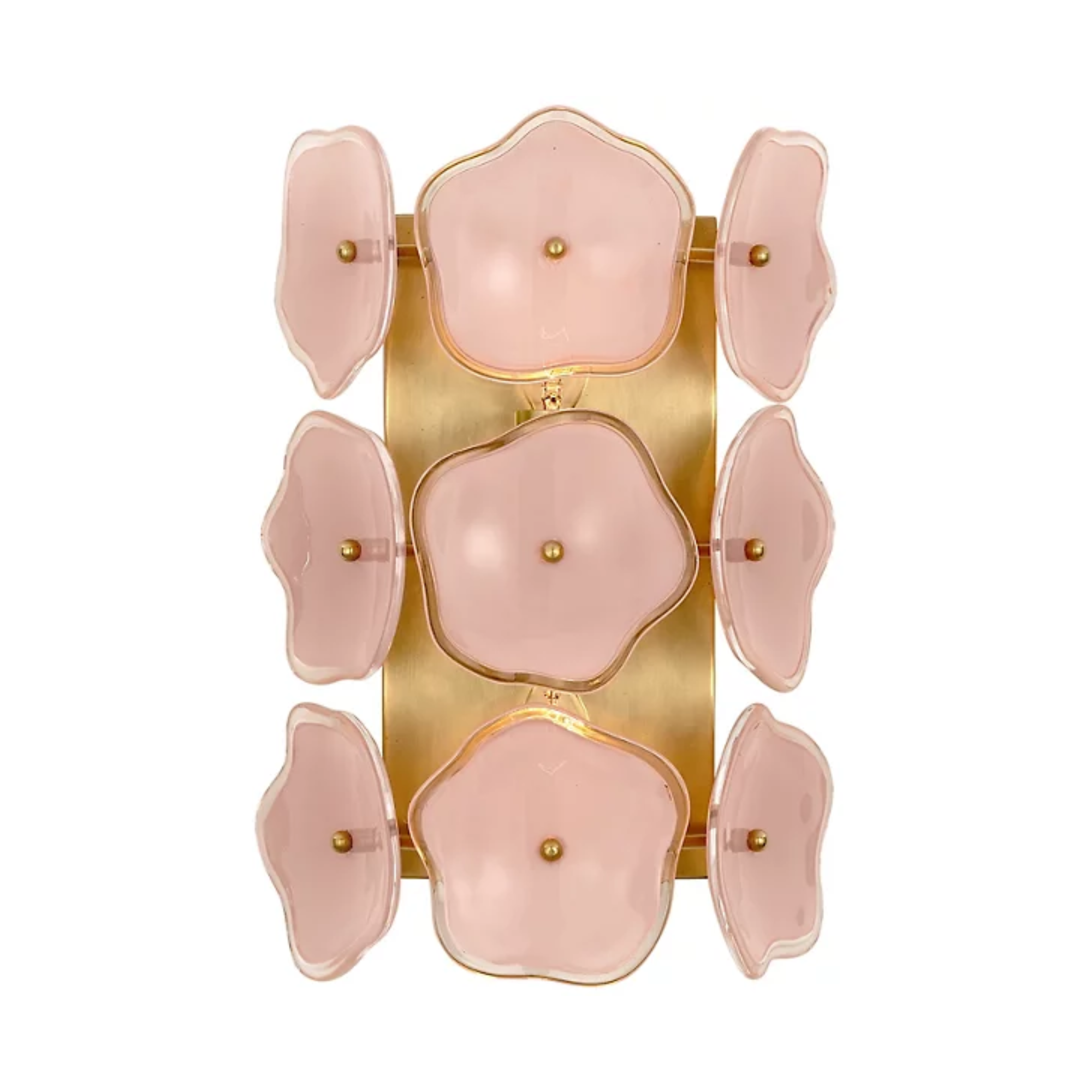 floral wall sconce in pink with gold backing