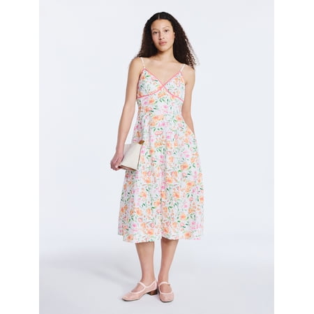 Free Assembly Women's Sleeveless Cotton Panel Midi Dress, Size-Xs-Xxl