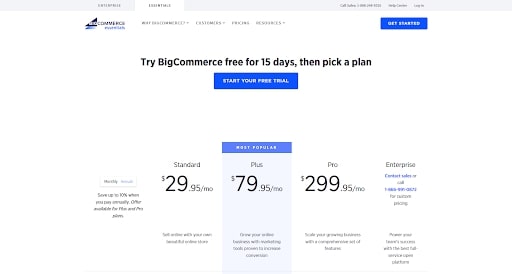 BigCommerce's pricing plans