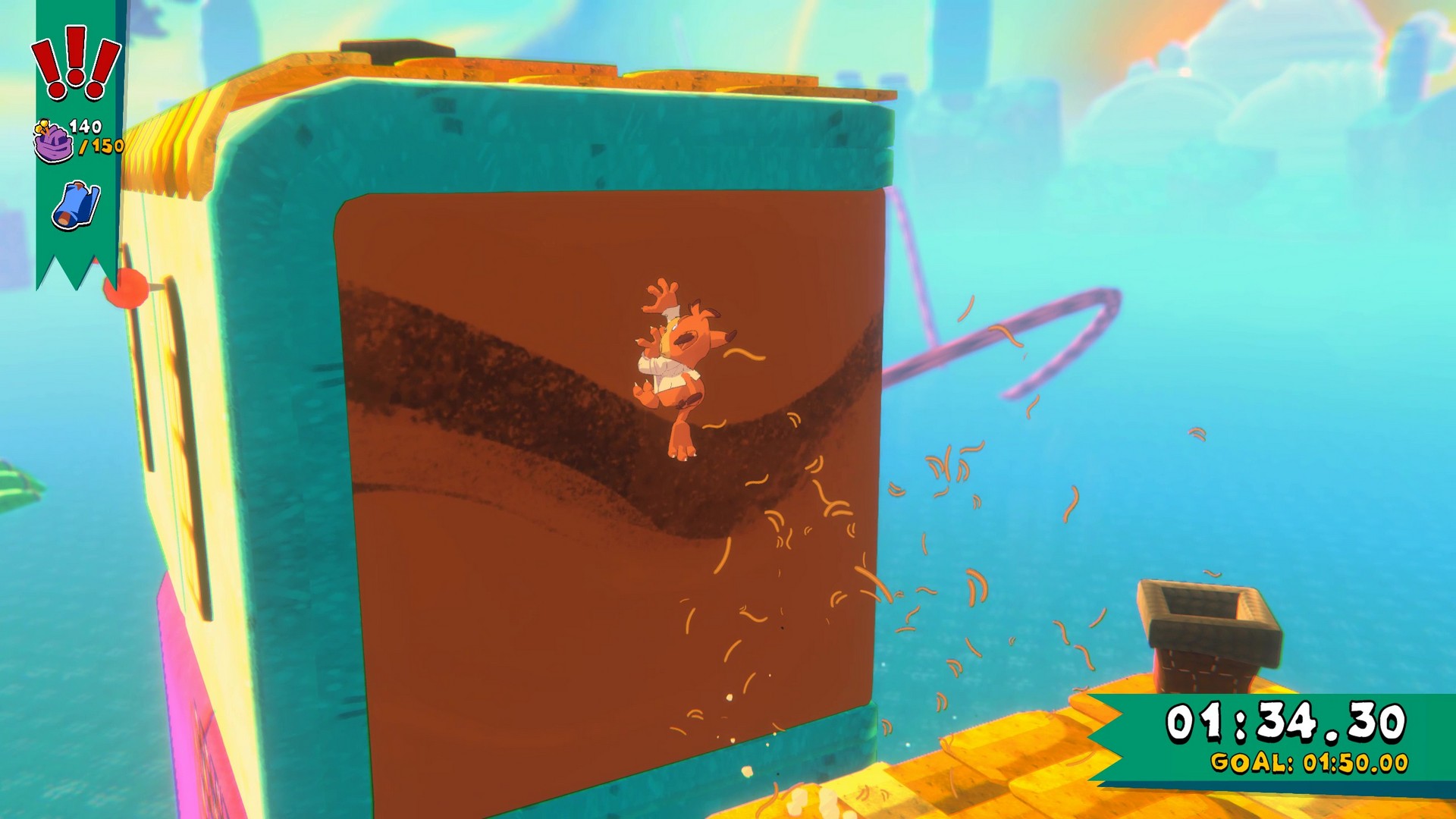 Bubsy claws his way up walls in Bubsy 4D