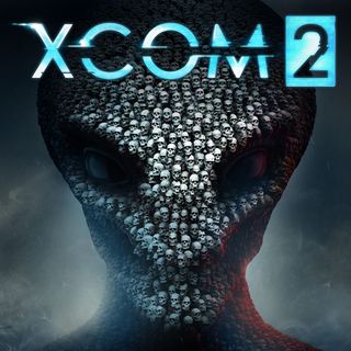 An alien face made of skulls on XCOM 2's cover