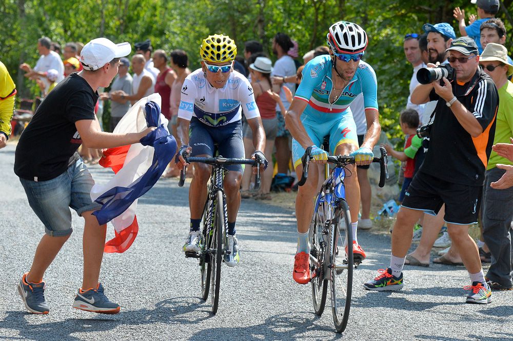 Nibali and Quintana on the attack during stage 14.