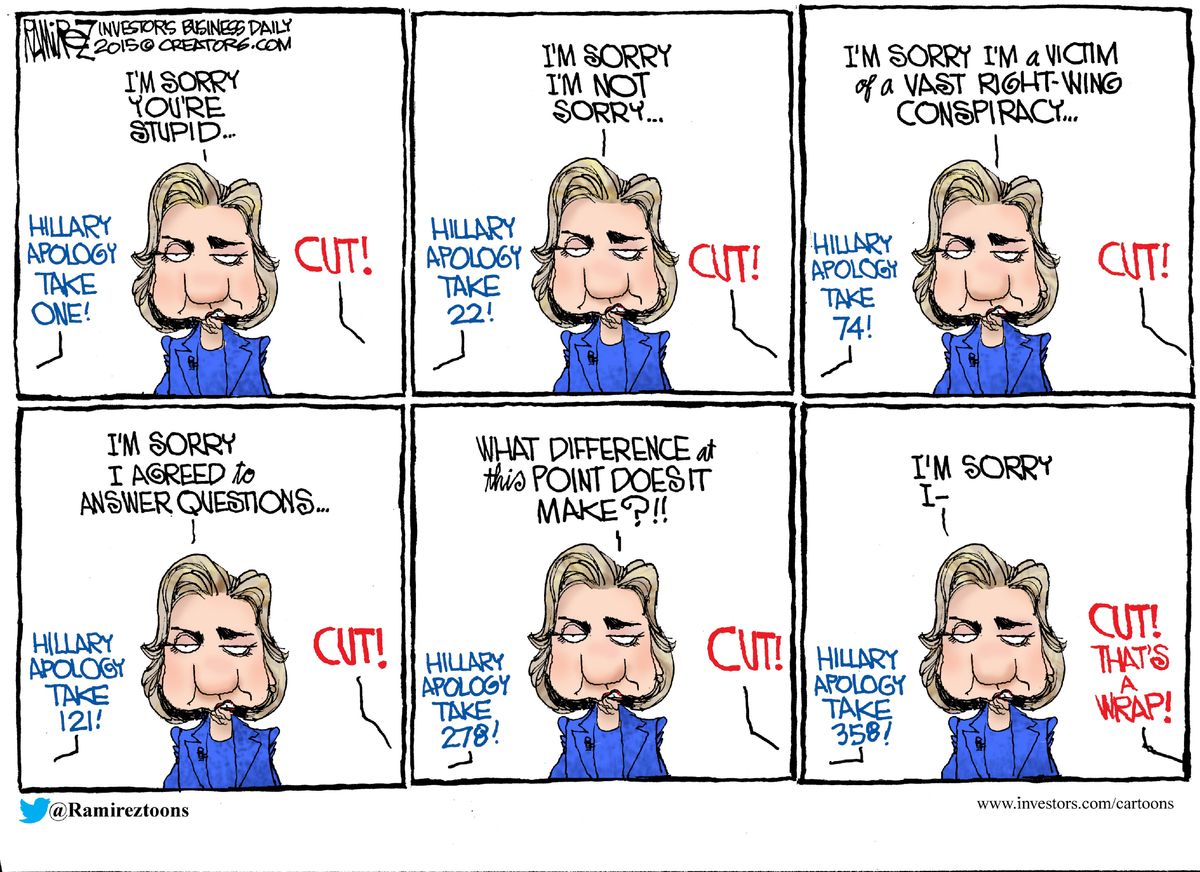 Political cartoon U.S. Hillary Clinton Apology email | The Week