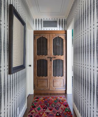 Hallway with wallpaper
