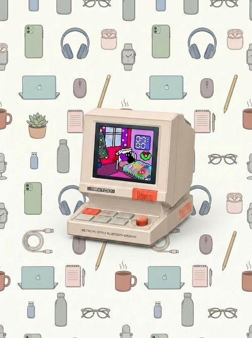 Retro PC-Style Pixel Art Bluetooth & USB Computer Speaker