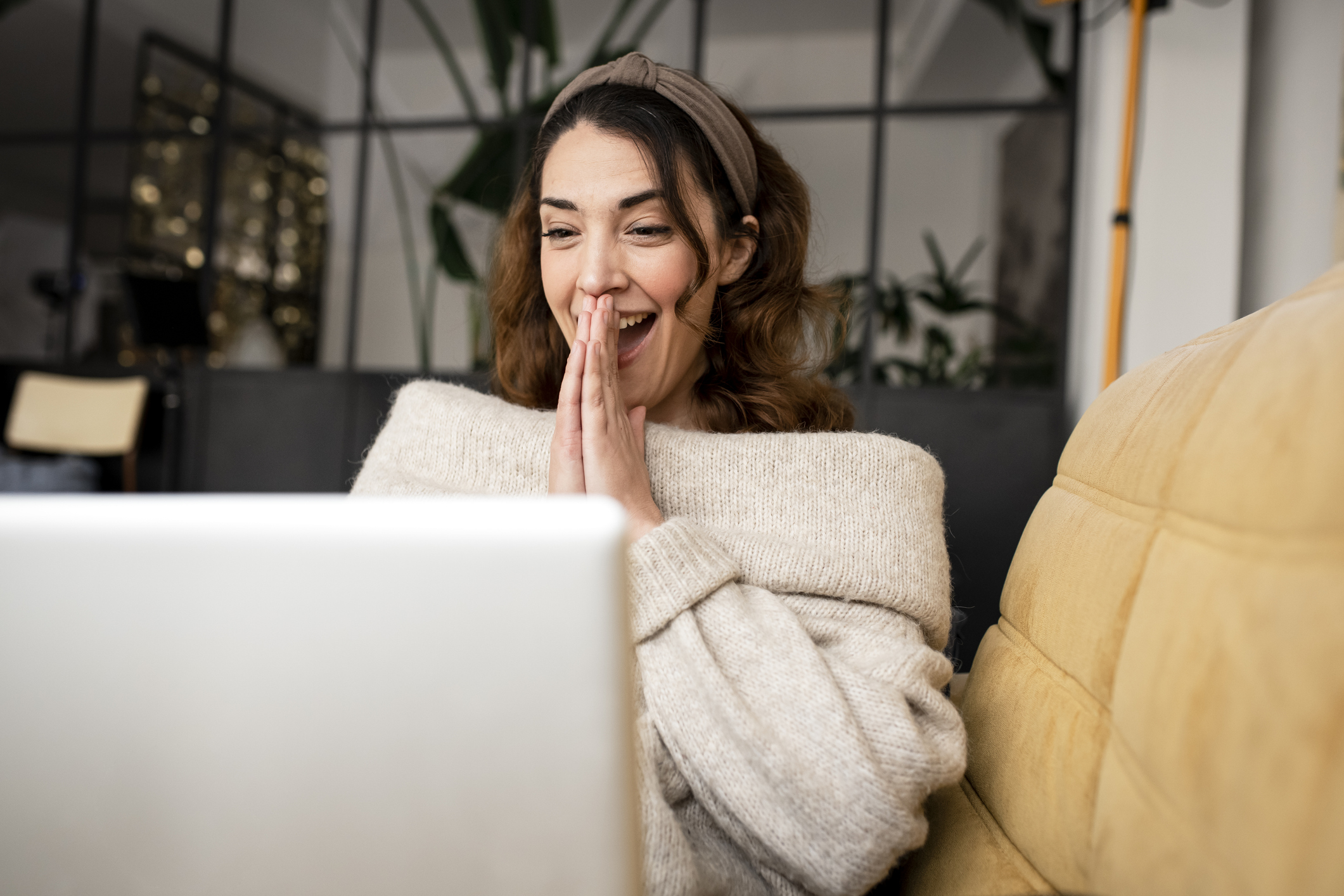 Woman looking at her computer screen