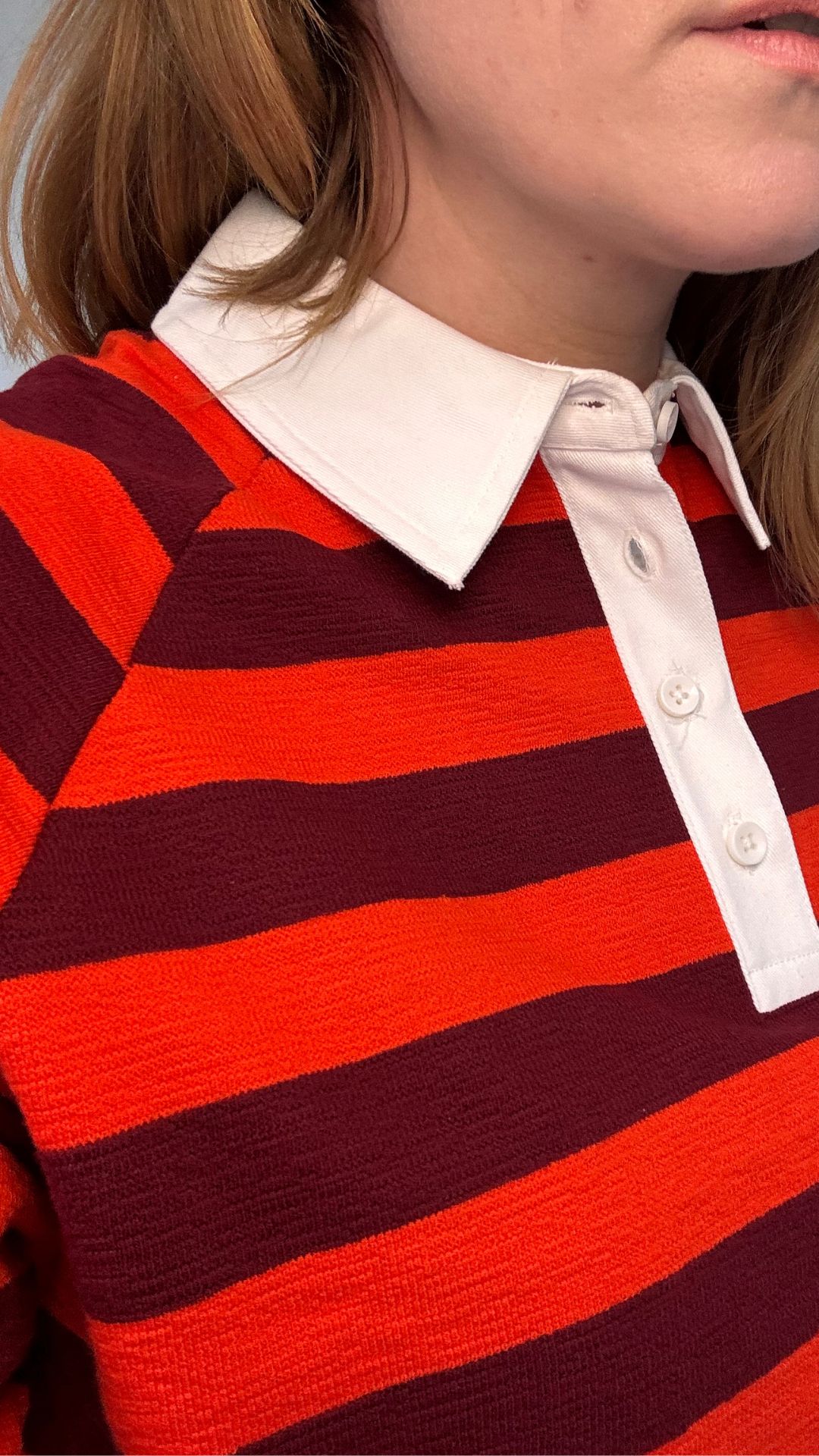 up close shot of the next striped rugby shirt