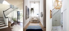 White hallway ideas. Three hallways that show white hallway ideas.