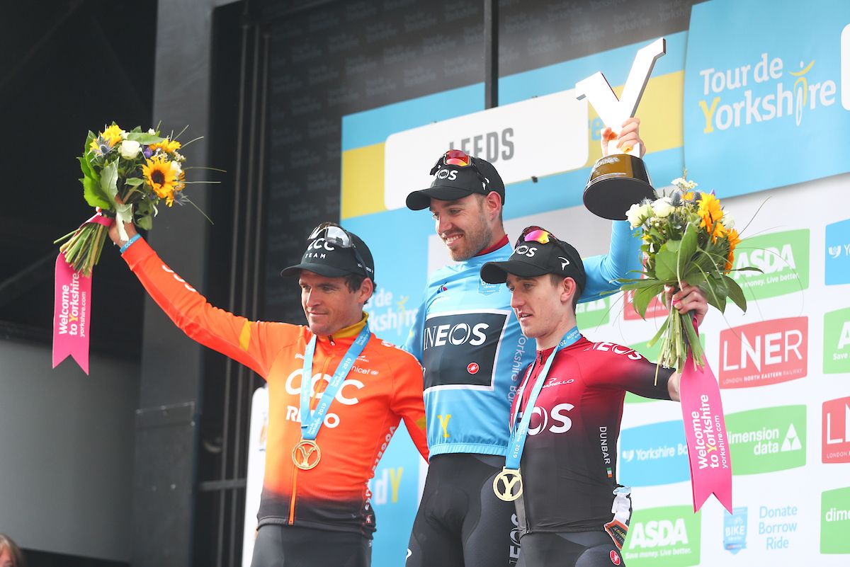 The final podium &ndash; Van Avermaet, Lawless and Dunbar (L-R)