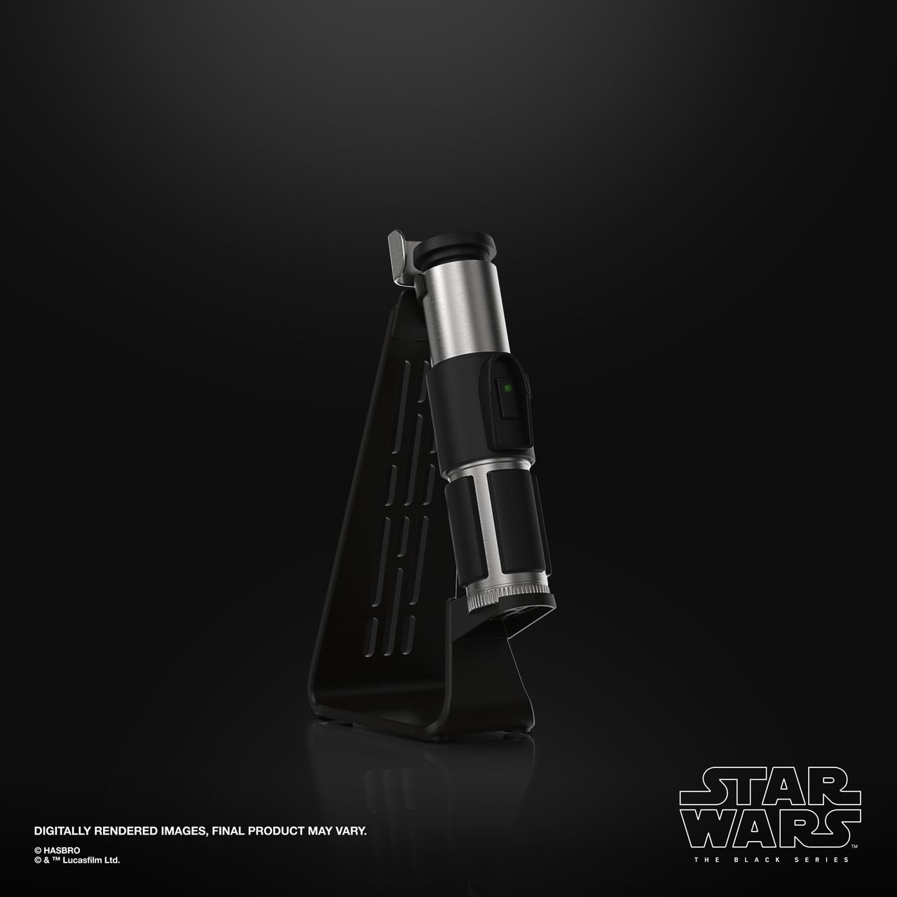 Star Wars: The Black Series Yoda Force FX Elite Electronic Lightsaber on a black background
