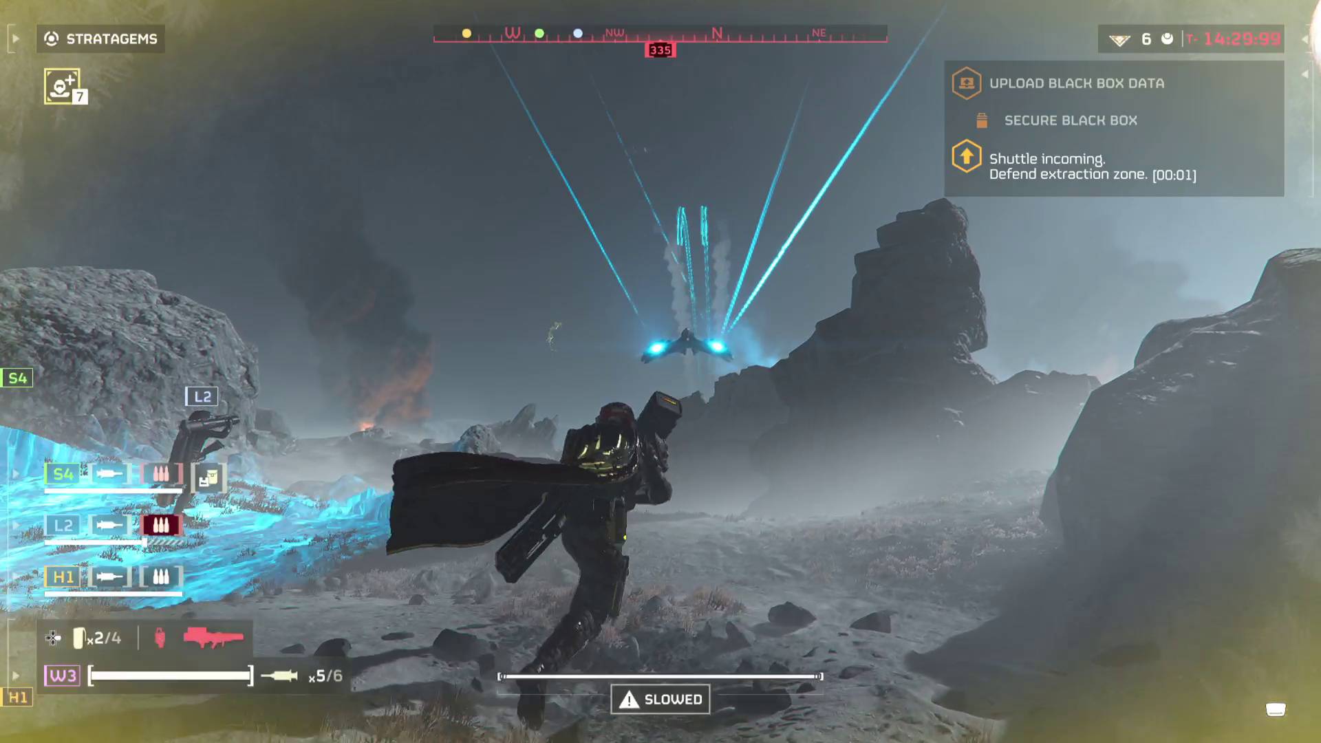 Helldivers 2 Galactic Emergency update illuminate stingray aircraft lining up for strafing run