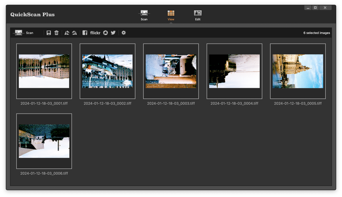 Screenshot from Plustek QuickScan Plus software showing the user interface