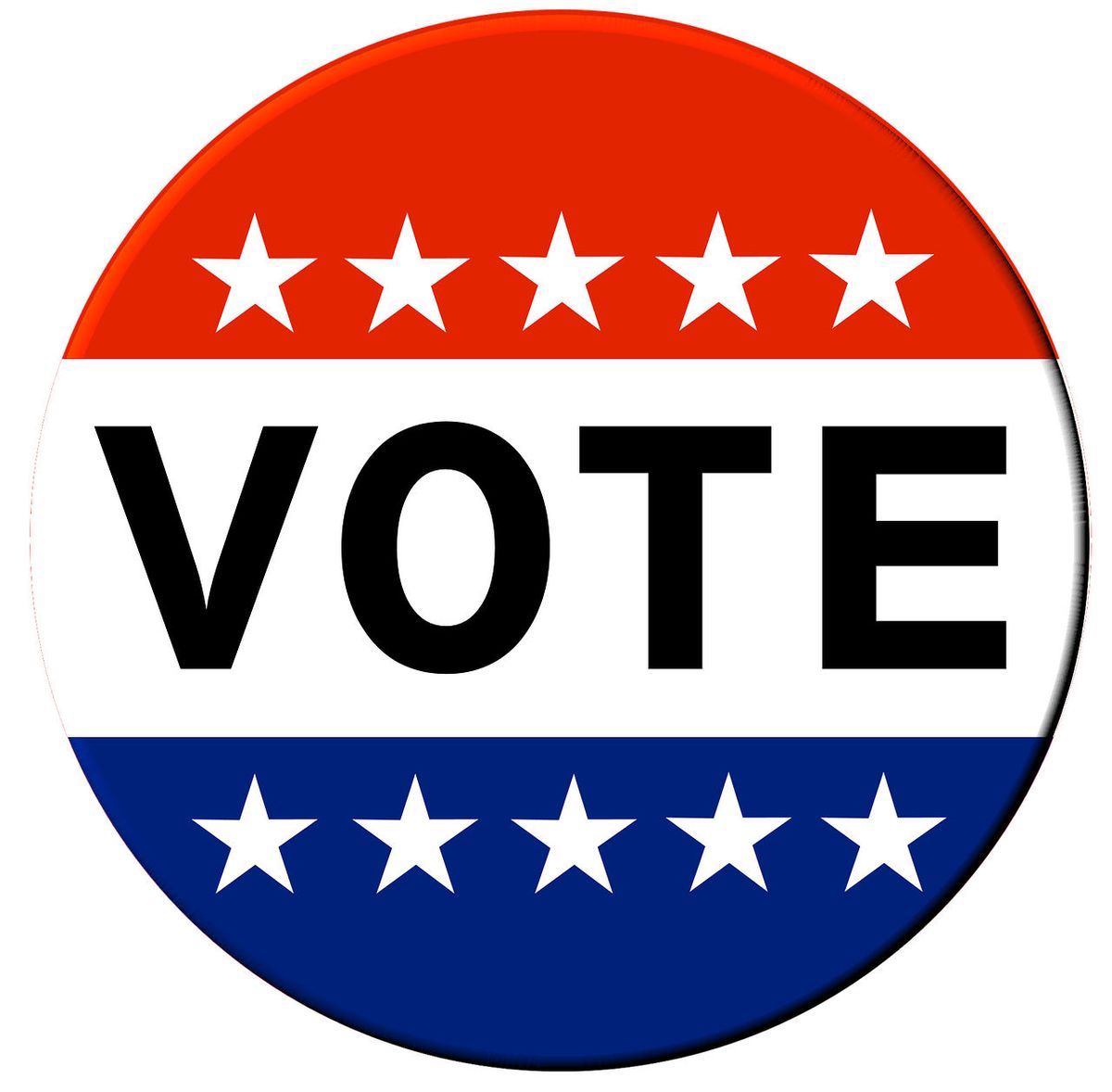 Red white and blue VOTE button