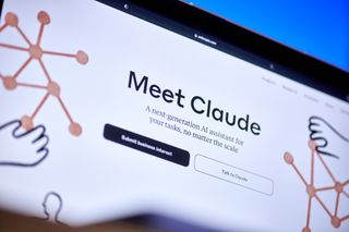 Homepage for the Claude AI model, developed by AI startup Anthropic, pictured on a laptop screen.