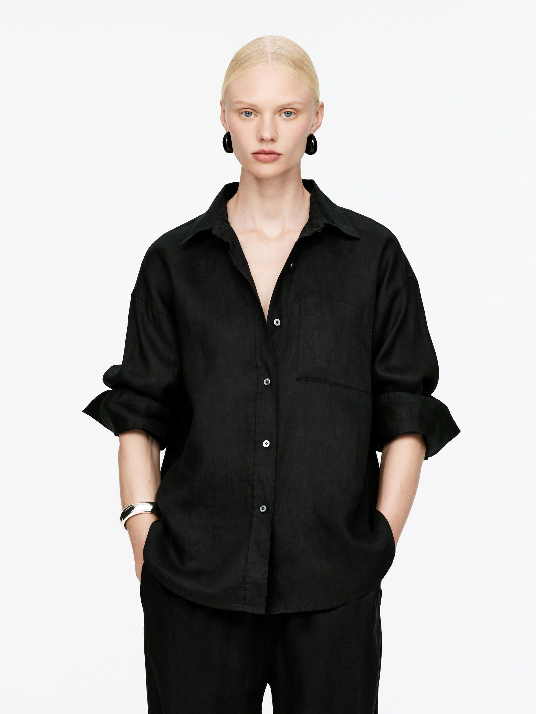 Linen Shirt – Black – Women – Arket Gb