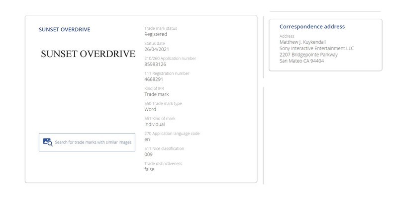 Sunset Overdrive Trademark Sony