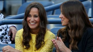 Pippa Middleton watches the men's singles quarterfinal match between Andy Murray of Great Britain and Marin Cilic of Croatia at the 2012 US Open