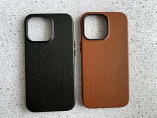 Woolnut Leather Case For Iphone With Magsafe Lifestyle Black And Cognac