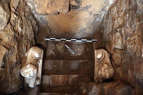 Two statues found inside the catacomb have a feline appearance.