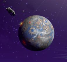 illustration of earth being bombarded by space rocks