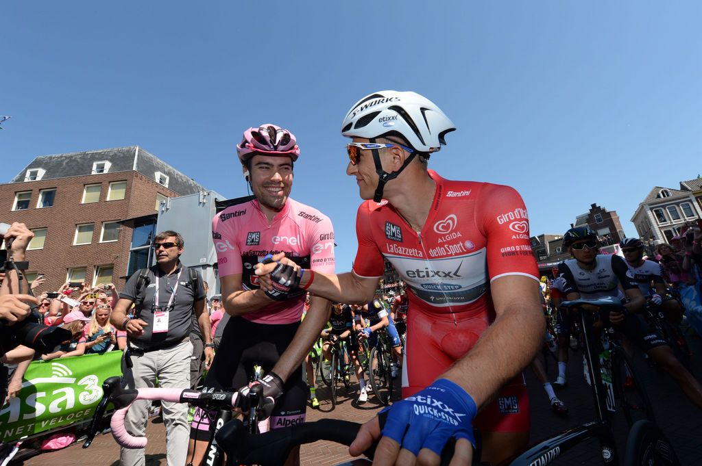 Former teammates Tom Dumoulin (Giant-Alpecin) and Marcel Kittel (Etixx-Quick Step)