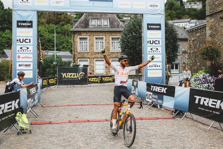 Jasper Ockeloen wins the Houffa Gravel race in Belgium, part of the 2022 UCI Gravel World Series