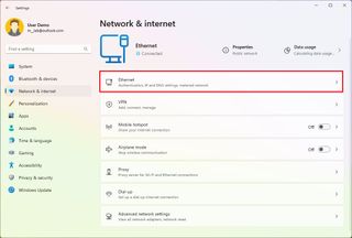 Open Ethernet settings