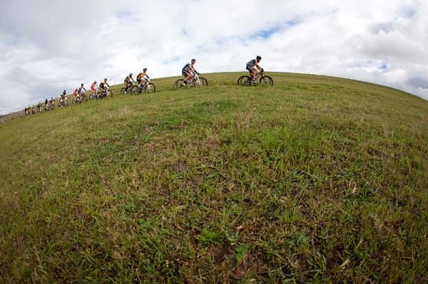 Several riders fly through stage 3