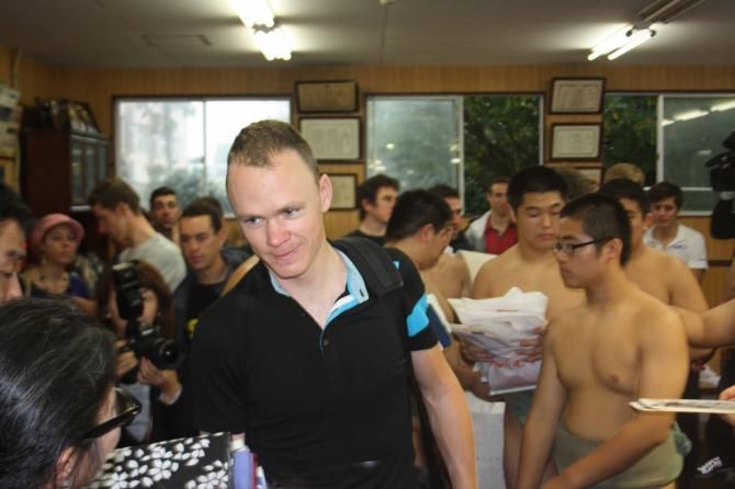 Chris Froome is feted in Saitama.