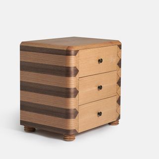 A bedside table with drawers