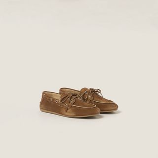 Miu Miu, verblasste, ungefütterte Wildleder-Loafer