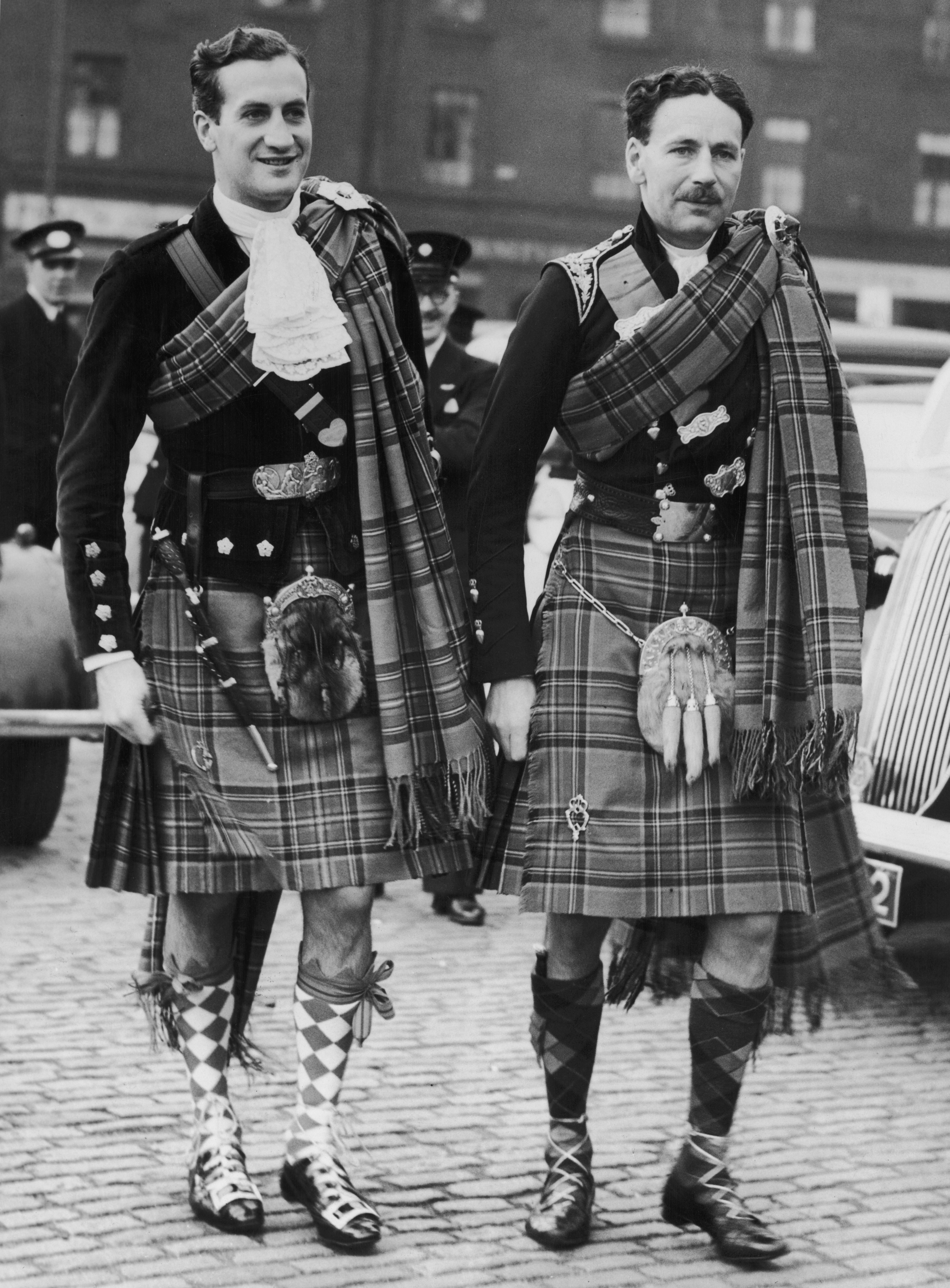 Lord David Douglas-Hamilton arrives at Glasgow Cathedral for his wedding to fitness instructor Prunella Stack. On the right is his brother and best man, Lord George Douglas-Hamilton, 10th Earl of Selkirk